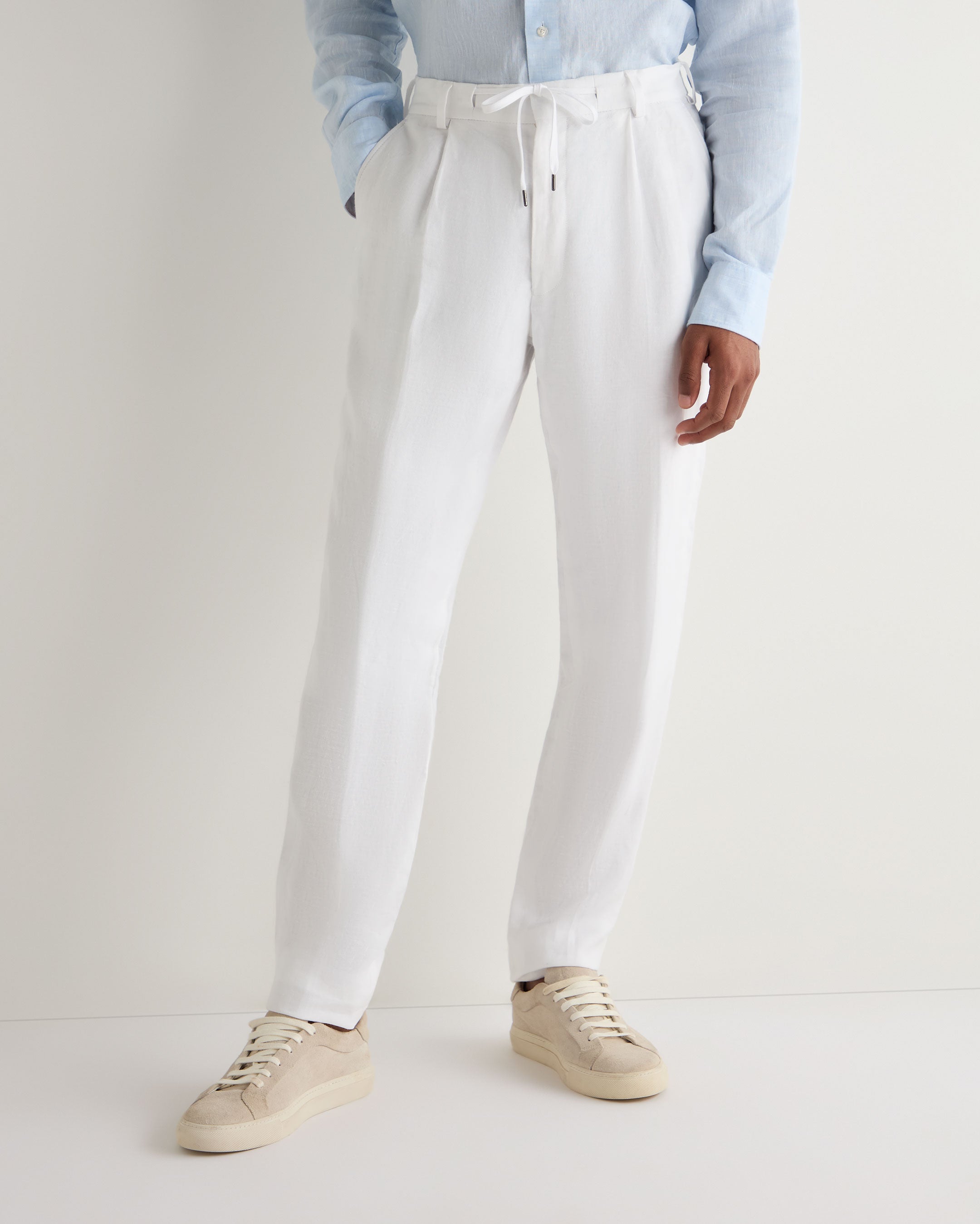 N.Peal Men's Atrani Linen Pant White