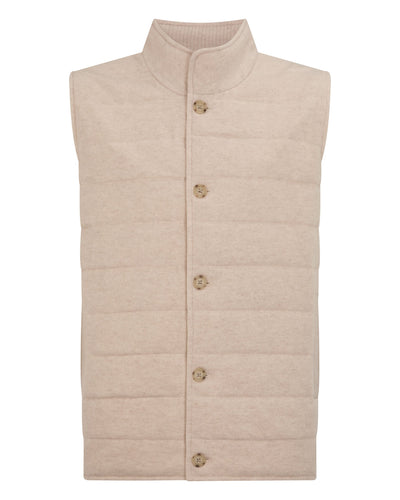 N.Peal Men's Cashmere Quilted Gilet Ecru White