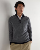 Men's Textured Birdseye Half Zip Cashmere Sweater Navy Blue