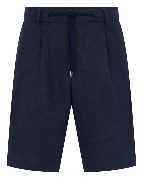 N.Peal Men's Atrani Linen Short Navy Blue