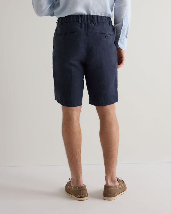 N.Peal Men's Atrani Linen Short Navy Blue