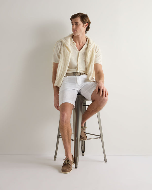 N.Peal Men's Atrani Linen Short White