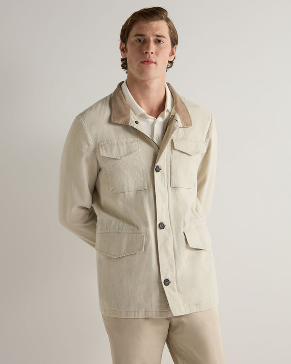 Men's Maine Linen Jacket Sand Brown