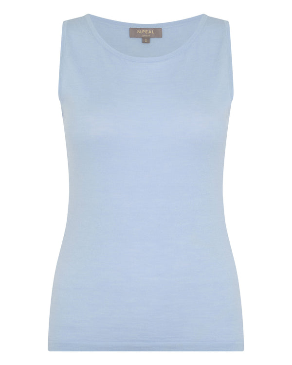 N.Peal Women's Ella Superfine Cashmere Shell Top Pale Blue