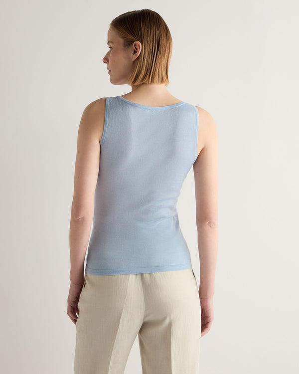 N.Peal Women's Ella Superfine Cashmere Shell Top Pale Blue