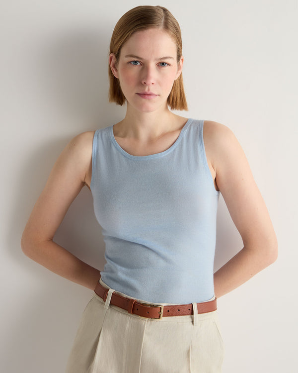 N.Peal Women's Ella Superfine Cashmere Shell Top Pale Blue