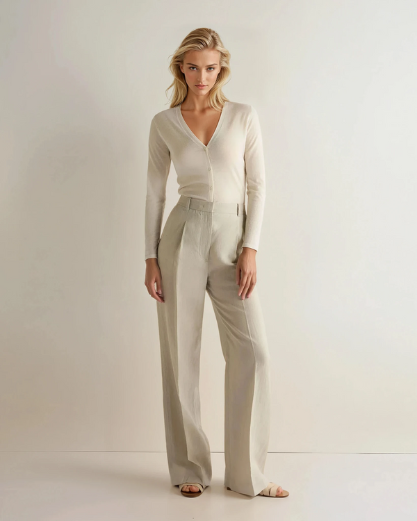 N.Peal Women's Mia Superfine Cashmere V Neck Cardigan New Ivory White