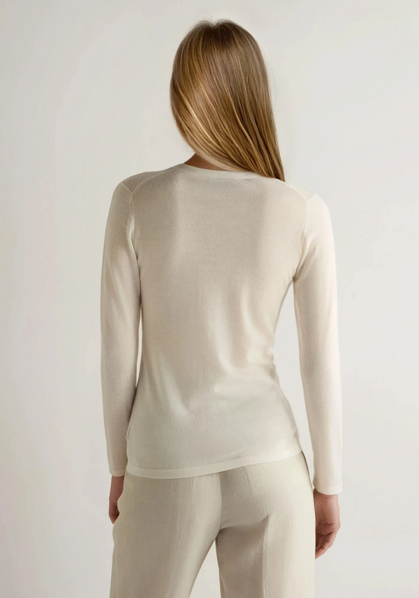 N.Peal Women's Mia Superfine Cashmere V Neck Cardigan New Ivory White