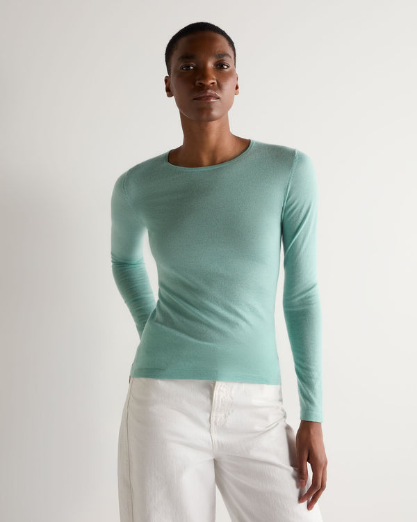 N.Peal Women's Eden Superfine Cashmere Round Neck Top Mint Green