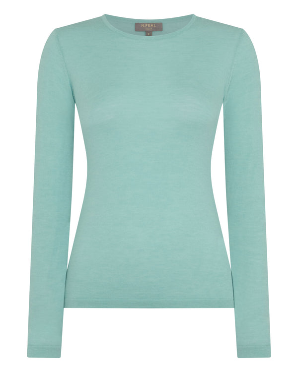 N.Peal Women's Eden Superfine Cashmere Round Neck Top Mint Green