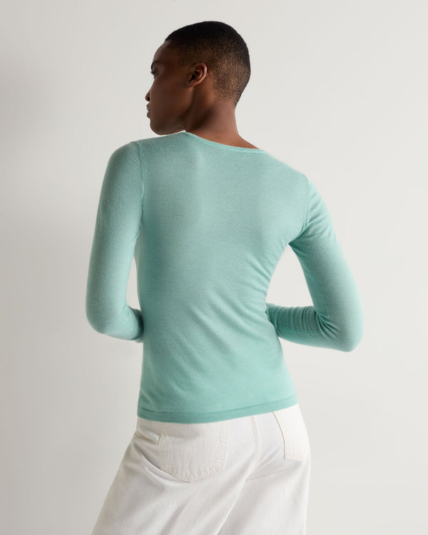 N.Peal Women's Eden Superfine Cashmere Round Neck Top Mint Green