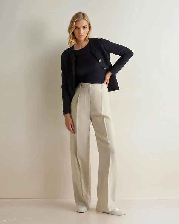 N.Peal Women's Eden Superfine Cashmere Round Neck Top Navy Blue