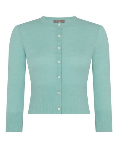 N.Peal Women's Darcie Superfine Cashmere Cropped Cardigan Mint Green