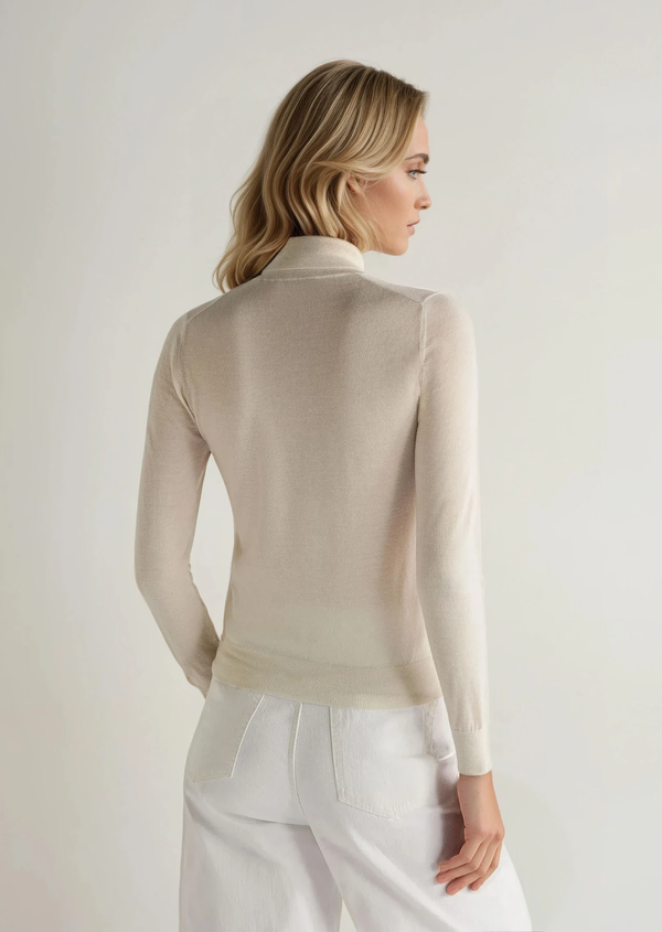 N.Peal Women's Margot Superfine Cashmere Turtle Neck Sweater New Ivory White