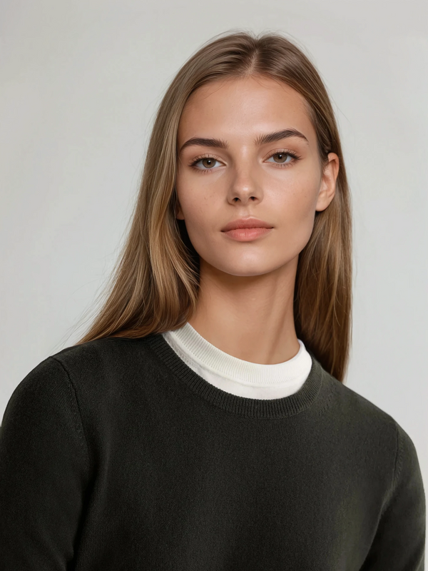 N.Peal Women's Evie Classic Round Neck Cashmere Sweater Arabica Khaki Green