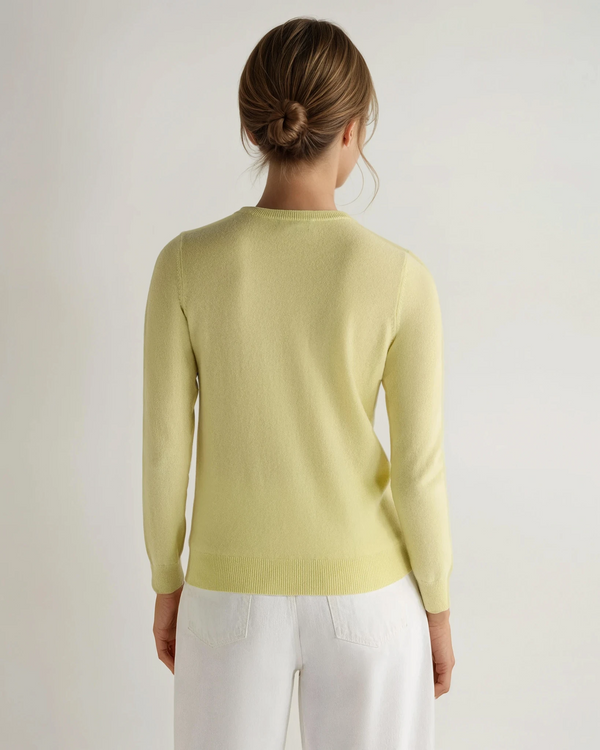 N.Peal Women's Evie Classic Round Neck Cashmere Sweater Granita Yellow