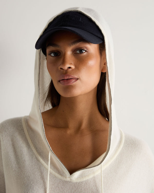 N.Peal Women's Maya Metal Trim Cashmere Hoodie New Ivory White