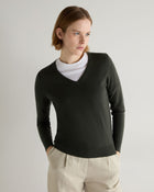 Women's Phoebe V Neck Cashmere Sweater Arabica Khaki Green