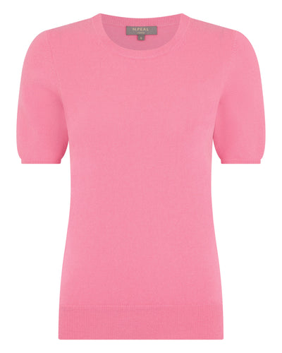 N.Peal Women's Milly Classic Cashmere T-Shirt Camellia Pink