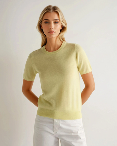 N.Peal Women's Milly Classic Cashmere T-Shirt Granita Yellow
