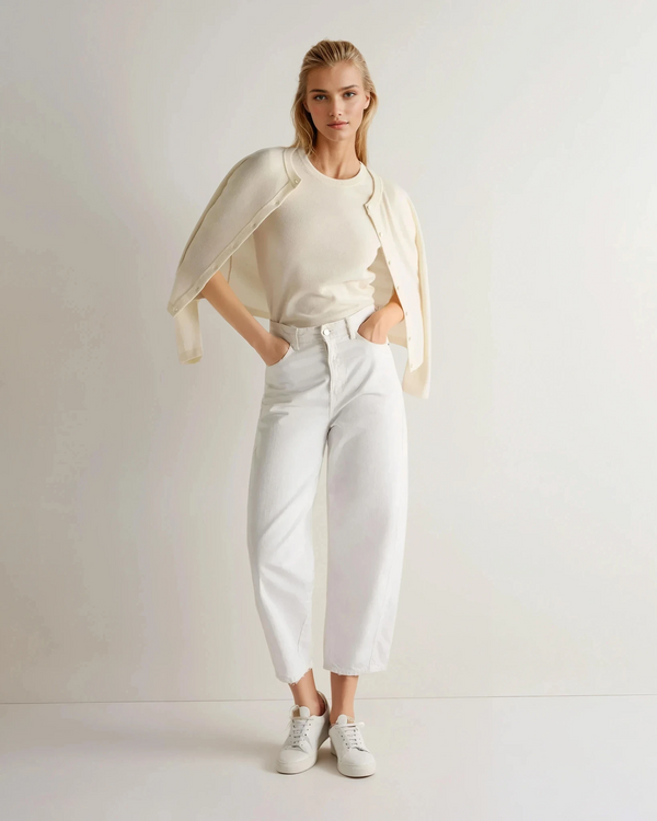 N.Peal Women's Milly Classic Cashmere T-Shirt New Ivory White