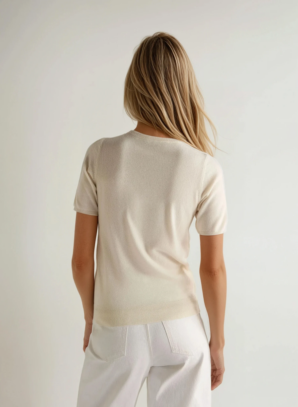 N.Peal Women's Milly Classic Cashmere T-Shirt New Ivory White