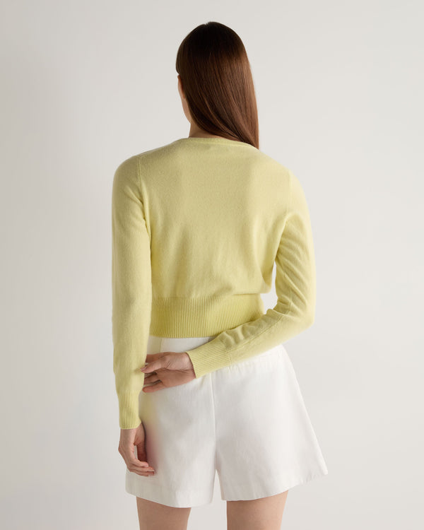 N.Peal Women's Ivy Cropped Cashmere Cardigan Granita Yellow