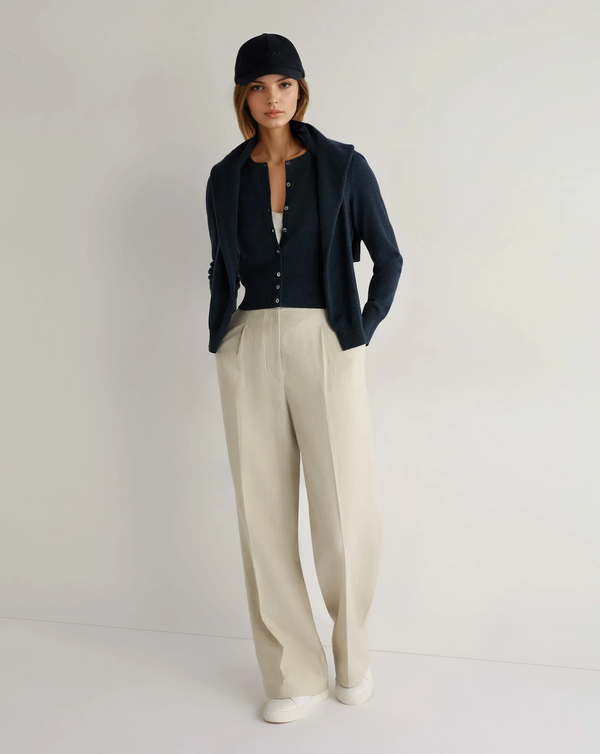 N.Peal Women's Ivy Cropped Cashmere Cardigan Indigo Blue