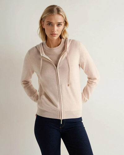 N.Peal Women's Ada Cashmere Hoodie Ecru White