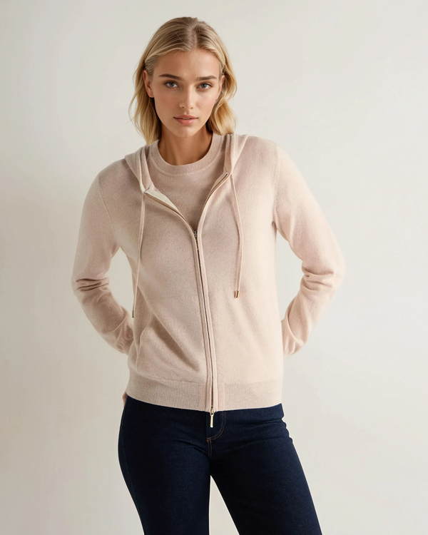 N.Peal Women's Ada Cashmere Hoodie Ecru White