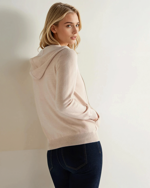 N.Peal Women's Ada Cashmere Hoodie Ecru White