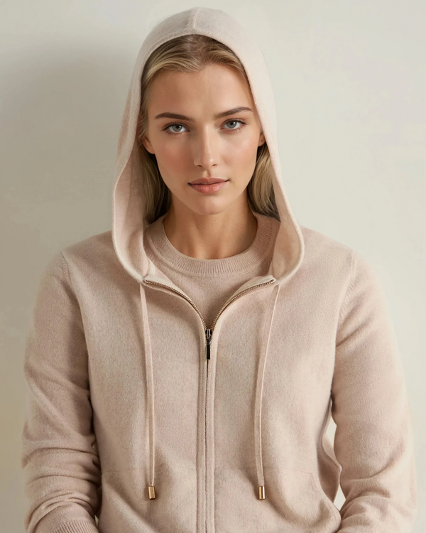 N.Peal Women's Ada Cashmere Hoodie Ecru White