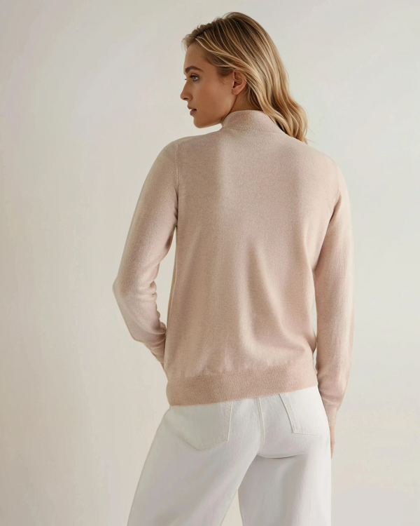 N.Peal Women's Alisa Full Zip Cashmere Cardigan Ecru White