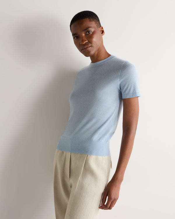 N.Peal Women's Isla Superfine Cashmere T-Shirt Pale Blue