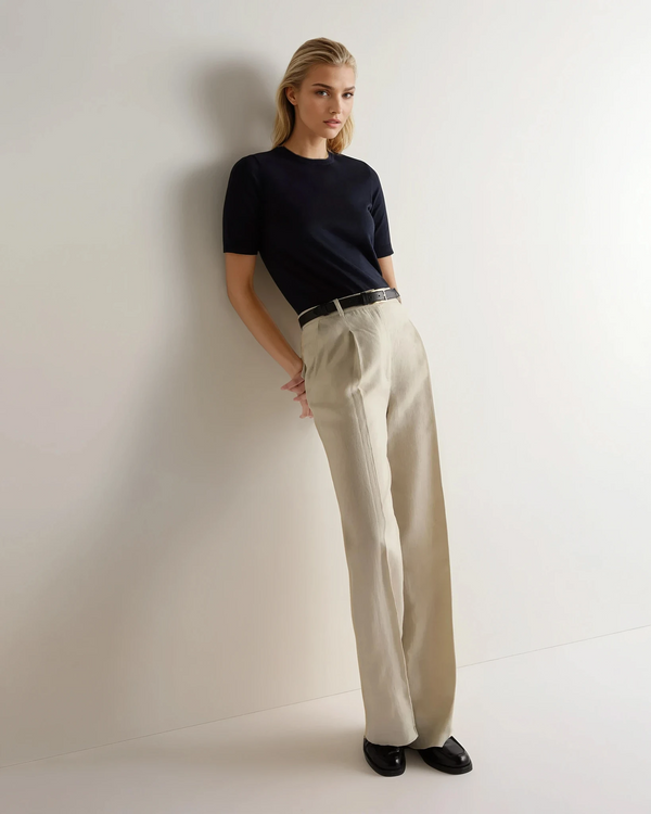 N.Peal Women's Cotton Cashmere T-Shirt Navy Blue