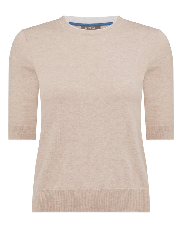 N.Peal Women's Cotton Cashmere T-Shirt Sandstone Brown