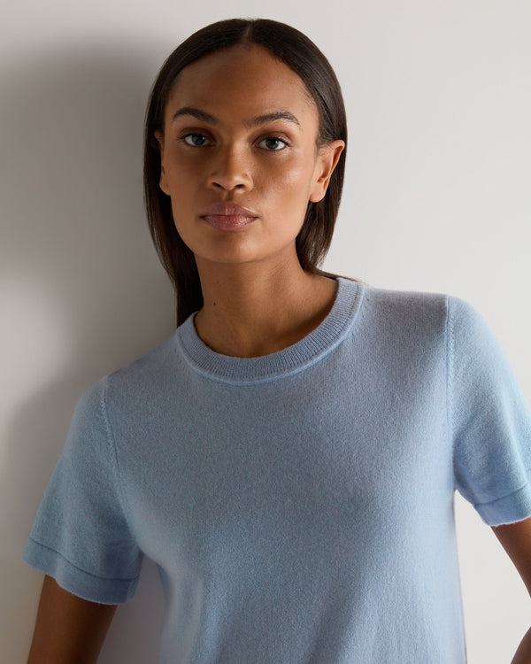 N.Peal Women's Lottie Cashmere T-Shirt Sea Mist Blue