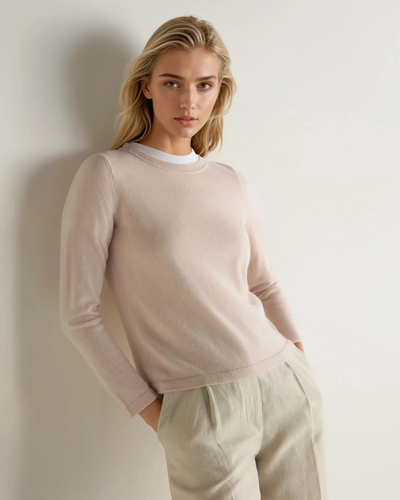 N.Peal Women's Hallie Round Neck Cashmere Sweater Dusk Pink