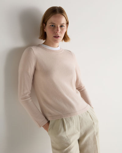 N.Peal Women's Hallie Round Neck Cashmere Jumper Dusk Pink