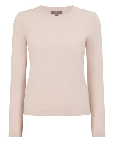 N.Peal Women's Hallie Round Neck Cashmere Jumper Dusk Pink