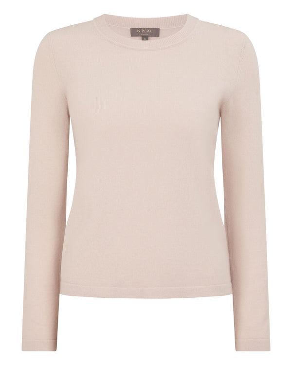 N.Peal Women's Hallie Round Neck Cashmere Jumper Dusk Pink