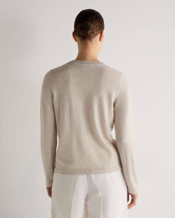 N.Peal Women's Hallie Round Neck Cashmere Jumper Pebble Grey