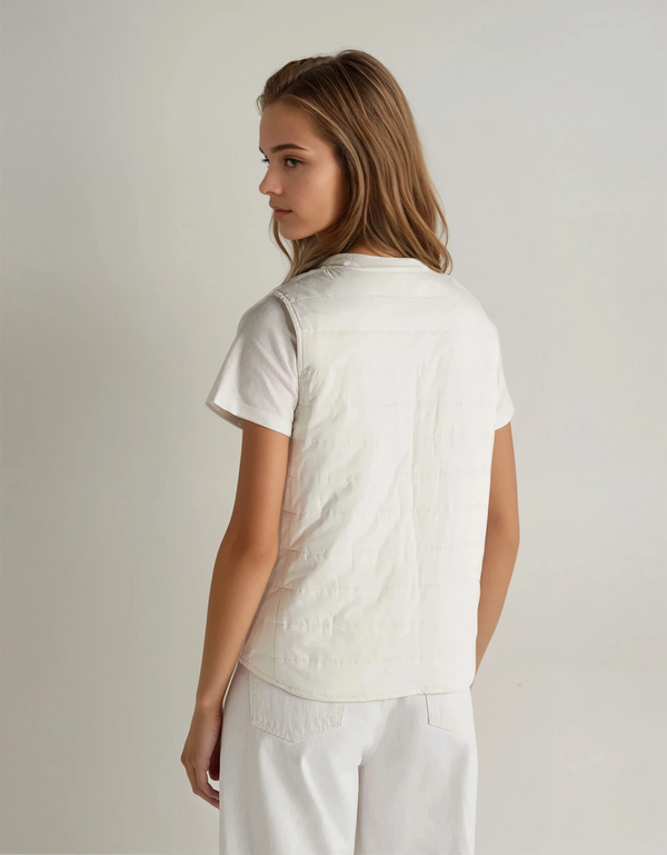 N.Peal Women's Ultra Lightweight Cotton Blend Gilet New Ivory White