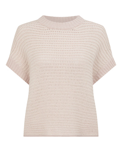 N.Peal Women's Mesh Stitch Cashmere Silk Poncho Dusk Pink