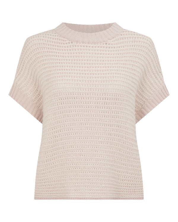 N.Peal Women's Mesh Stitch Cashmere Silk Poncho Dusk Pink