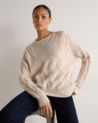 Women's Cable Cricket Cashmere Sweater Ecru White