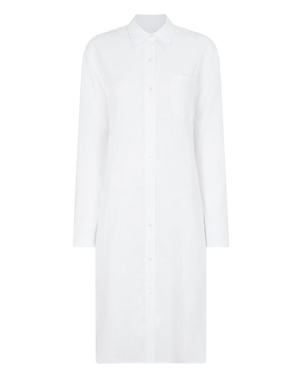 N.Peal Women's Catania Linen Shirt Dress White