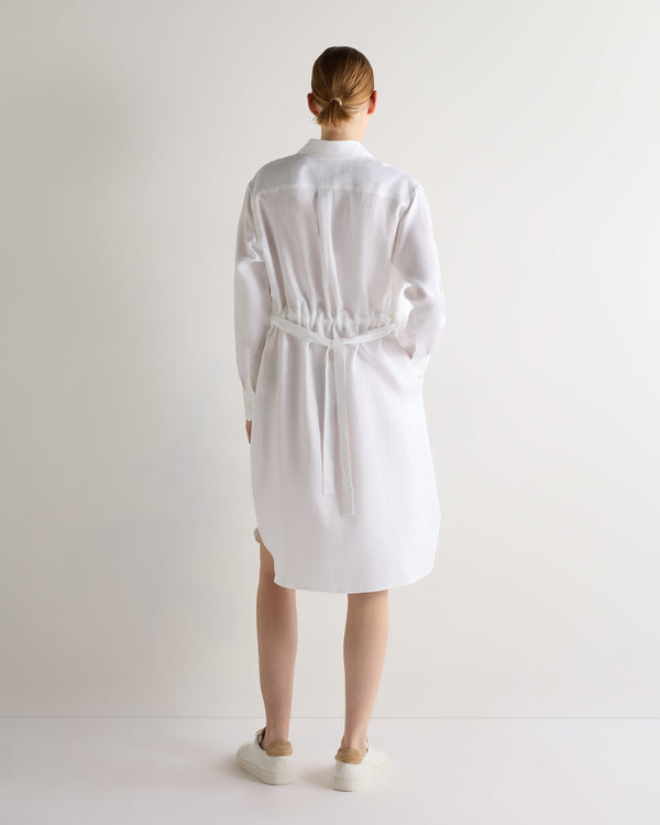 N.Peal Women's Catania Linen Shirt Dress White