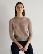 Women's Moving Rib Cashmere Sweater Oatmeal Brown