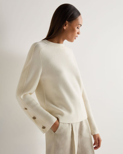 N.Peal Women's Raglan Sleeve Cashmere Jumper New Ivory White